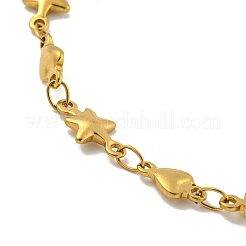 Bracciali a maglie in acciaio inossidabile 304 con cuore e stella per donna&nbsp;BJEW-B059-01G-02