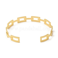 Hohle rechteckige Manschettenarmreifen aus Edelstahl 304&nbsp;LS-BJEW-H322-01G