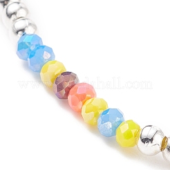 Bracciale elasticizzato da donna con perline a cuore in conchiglia naturale e vetro&nbsp;BJEW-JB08272