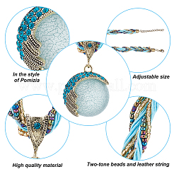5 ensemble de colliers à pendentif rond plat en résine imitation œil de chat&nbsp;NJEW-AN0001-12