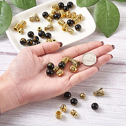 Perline in lega di stile tibetano e perle di vetro buddista&nbsp;TIBEB-TA0001-90AG-02