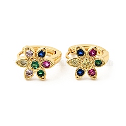 Creolen mit Zirkonia-Blume&nbsp;EJEW-G312-18G-01