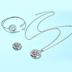 1 bracciale aperto in acciaio inossidabile e 1 collane pendenti in acciaio inossidabile&nbsp;AJEW-SC0004-06C
