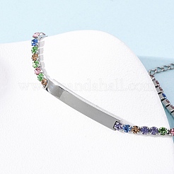 Bracelets à chaîne en acier inoxydable 304 avec strass&nbsp;BJEW-G753-02P-01
