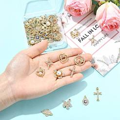 50 Stück 10 Stile Legierung Kristall Strass Anhänger&nbsp;ALRI-FS0001-14