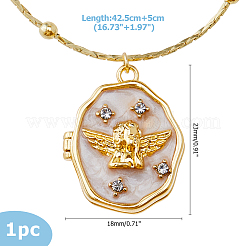 1 collier médaillon ovale en laiton avec strass en cristal Cupidon&nbsp;NJEW-HS0001-14