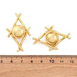 Pendientes de latón con forma de rombo y botón redondo&nbsp;EJEW-R025-03G