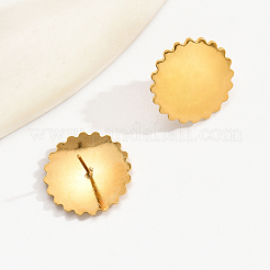 Elegantes pendientes de botón redondos y planos de acero inoxidable 201 irregulares&nbsp;EV2477