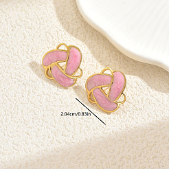 Pendientes de botón tejidos con esmalte de acero inoxidable&nbsp;LS-DE9374-3