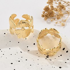 Blumen-Fingerringe aus Messing für Damen&nbsp;RJEW-B119-09G