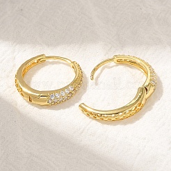 Orecchini a cerchio con micro pavé di zirconi in ottone placcato cremagliera&nbsp;EJEW-H143-25G-01