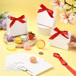 Scatole di caramelle per matrimonio in cartone bianco con nastro&nbsp;CON-FZC0002-002D