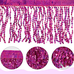 Bordure à franges et pompons en sequins de polyester&nbsp;OCOR-WH20071-002A