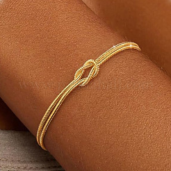 Braccialetti a catena a serpente annodati a mano in acciaio inossidabile 304 a un filo&nbsp;BU0455-3