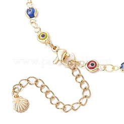 Bracelets de cheville faits à la main en laiton avec motif de mauvais œil pour femmes&nbsp;AJEW-AN00715-01