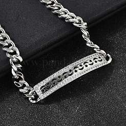 Bracciali a maglie rettangolari in ottone micro pavé di zirconi cubici trasparenti&nbsp;BJEW-F498-01B-P
