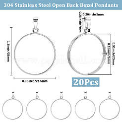 20 pendentif à lunette arrière ouverte en acier inoxydable 304&nbsp;PALLOY-BBC00008