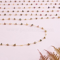 Chaînes de perles en copeaux de tourmaline multicolore naturelle&nbsp;CHC-SZ0001-62C