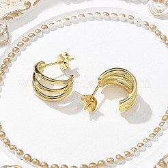 Boucles d'oreilles à tige triple C en acier inoxydable 304 pour femmes&nbsp;EJEW-C096-68G-01