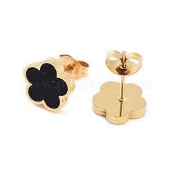 Fleur stud boucles d'oreilles en résine&nbsp;EJEW-K281-01G-03