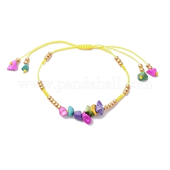 Gefärbte synthetische türkisfarbene Chips & Miyuki runde Rocailles-Perlen geflochtene Perlenarmbänder&nbsp;BJEW-MZ00252-02