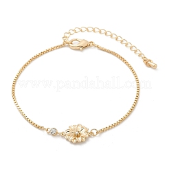 Bracelets à maillons en laiton micro pavé de zircons cubiques pour anniversaire&nbsp;BJEW-U031-01G-04