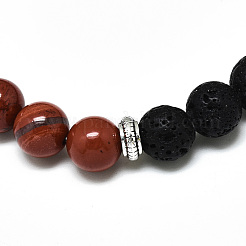 Perles naturelles jaspe rouge étirer bracelets&nbsp;BJEW-R309-02-A07