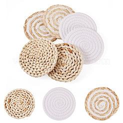 6 Stück 3 Stile handgefertigte Topflappen mit gewebten Tischsets aus Maisstroh&nbsp;AJEW-MB0001-04
