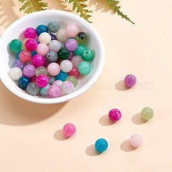 150 Stück 15 Stil gefärbte runde Perlen aus natürlicher weißer Jade&nbsp;G-SZ0001-08