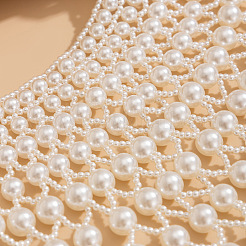 Gewebte runde Kunstperlen-Mehrschicht-Halsketten für Damen&nbsp;FS-WGEC5FA-01
