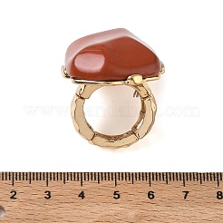 Fingerringe aus natürlichem rotem Jaspis und Legierung für Damen&nbsp;RJEW-G375-01G-08