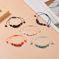 Armband aus natürlichen und synthetischen gemischten Edelsteinsplittern und kreuzgeflochtenen Perlen für Damen&nbsp;BJEW-JB09254