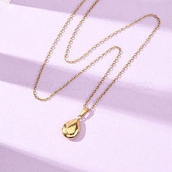 Colliers à pendentif en forme de larme en acier inoxydable 304 avec chaîne câble pour hommes et femmes&nbsp;NJEW-K308-02B-G
