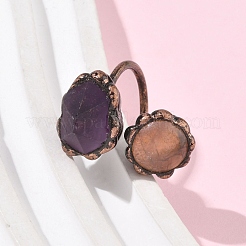 Natürliche Amethyst- und Rosenquarzringe&nbsp;RJEW-B122-04R-05