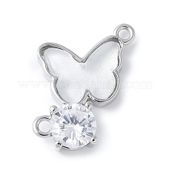 Breloques connecteurs en laiton micro pavé de zircons cubiques et de verre&nbsp;KK-F892-48P