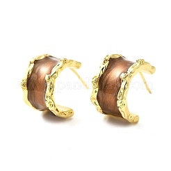 Orecchini a bottone in ottone smaltato&nbsp;EJEW-B120-01G-03