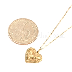 Colliers à chaîne en acier inoxydable 304 texturé avec pendentif en forme de cœur et placage ionique (IP) pour femmes&nbsp;NJEW-P320-09G