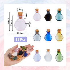18 Stück 9 Farben Sechseck Puppenhaus Miniatur Glas Kork Flaschen Ornament&nbsp;AJEW-DC0001-11