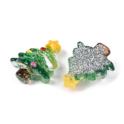 Cabochons décodés en résine époxy transparente sur le thème de Noël&nbsp;CRES-T025-01F