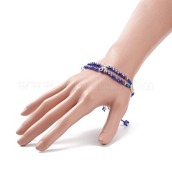 Murano mal de ojo y pulsera de cuentas trenzadas de vidrio&nbsp;BJEW-TA00183-01