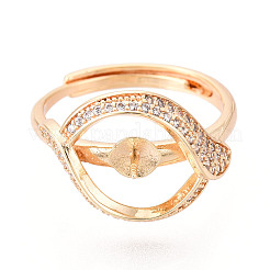Verstellbare Ringfassungen aus Messing mit Mikropflaster und klarem Zirkonia&nbsp;KK-T076-77G