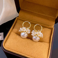 Pendientes de aro con flor y rhinestone de cristal de aleación redondos&nbsp;FS-WG443EB-01