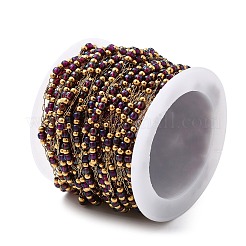 Chaînes faites à la main en acier inoxydable 304 et perles de verre&nbsp;CHS-L031-01G-07