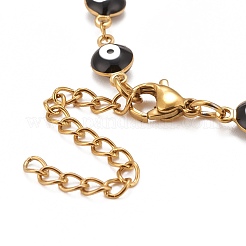Emaille Oval mit bösem Blick Gliederketten Armband&nbsp;BJEW-P271-04G