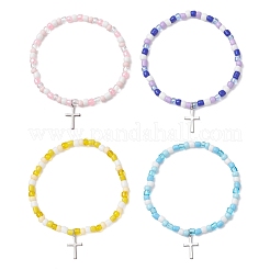 Braccialetti con ciondoli regolabili con perline di vetro&nbsp;BJEW-JB13287