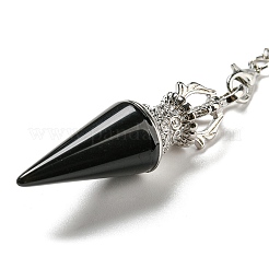 Spitzes Wünschelpendel aus natürlichem Obsidian&nbsp;AJEW-P113-01P-02