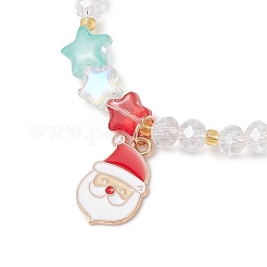 3 bracelet à breloques en alliage émaillé sur le thème de Noël&nbsp;BJEW-MZ00190
