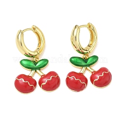 Pendientes colgantes de aro de latón y esmalte para mujer&nbsp;EJEW-A167-20G-02
