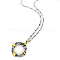 Colliers pendentifs à double anneau en acier inoxydable 304 pour femmes&nbsp;FS-WG6D66B-01