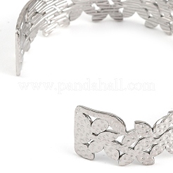 Bracelets manchette ouverts en acier inoxydable 304 anti-ternissement avec fleur creuse pour femmes&nbsp;LS-BJEW-K241-03B-P